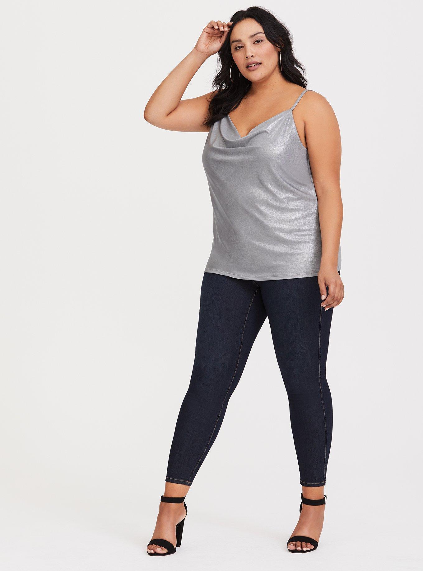 Metallic Cowl Cami, GREY, alternate
