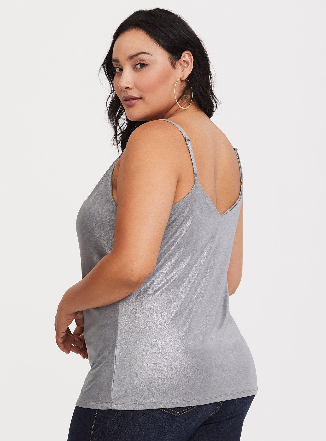 Metallic Cowl Cami, GREY, alternate