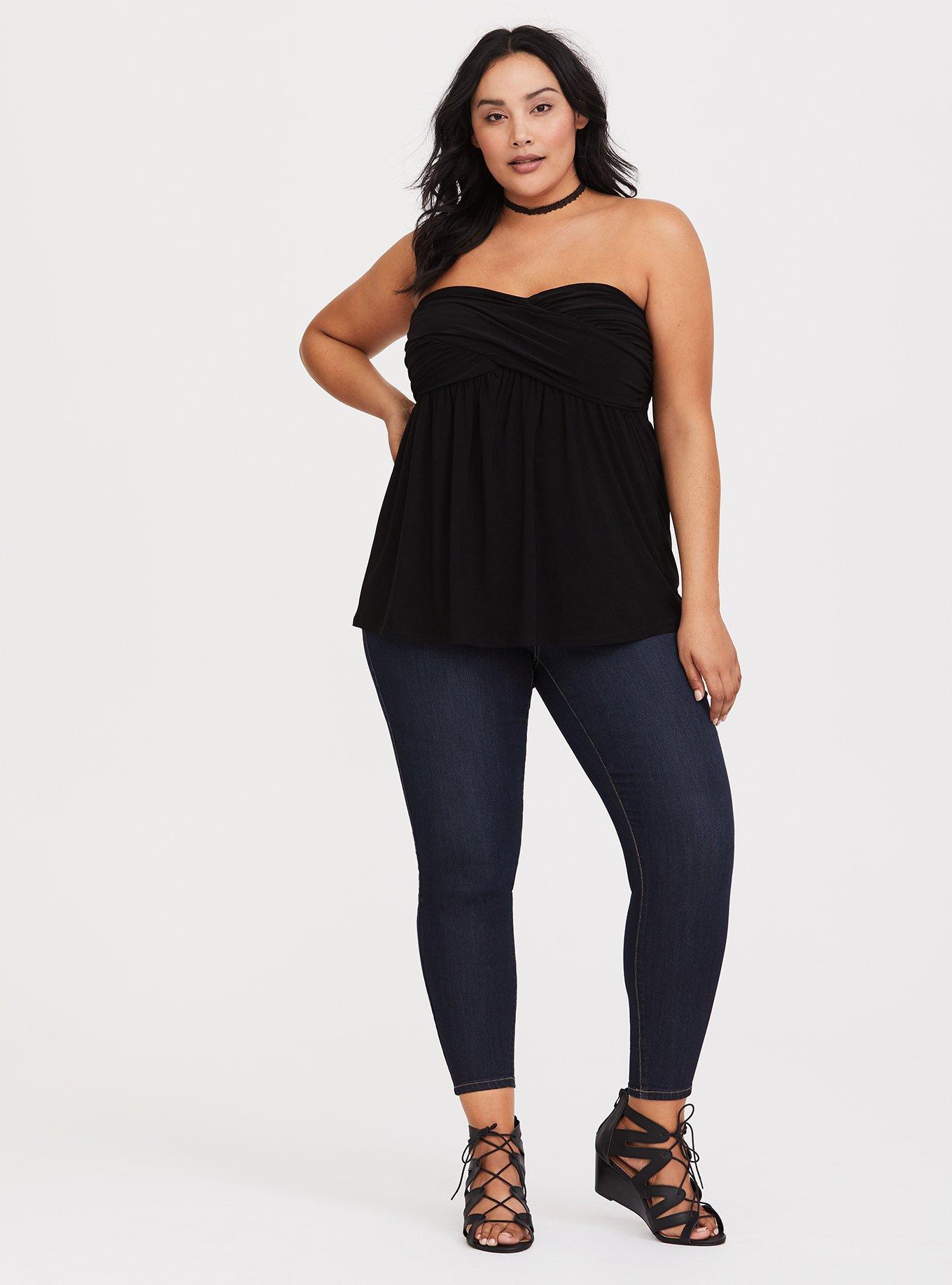 Plus Size - Black Jersey Knit Twisted Tube Top - Torrid
