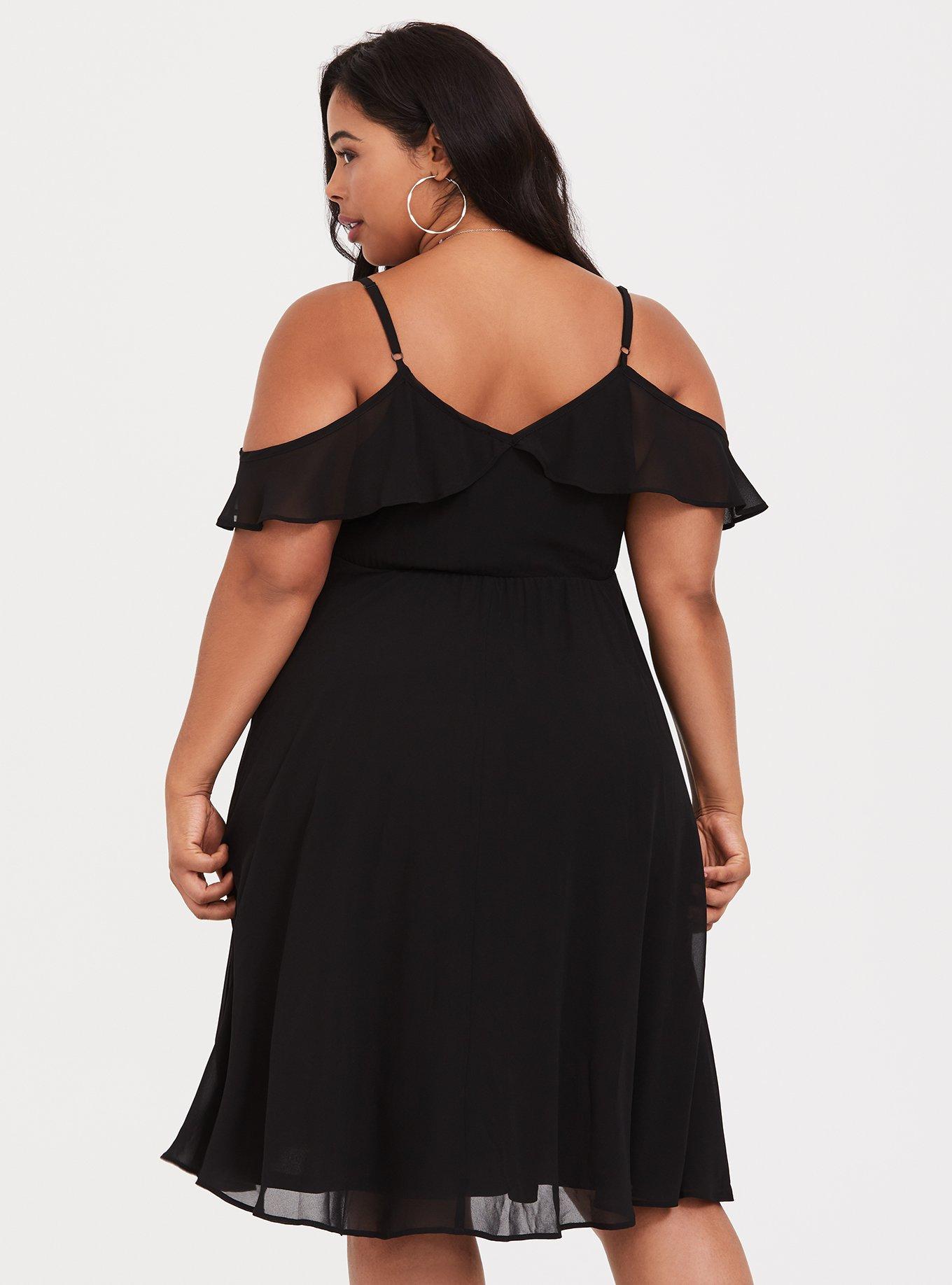white christmas dresses (Black) Chiffon Wrap Dress main image 1