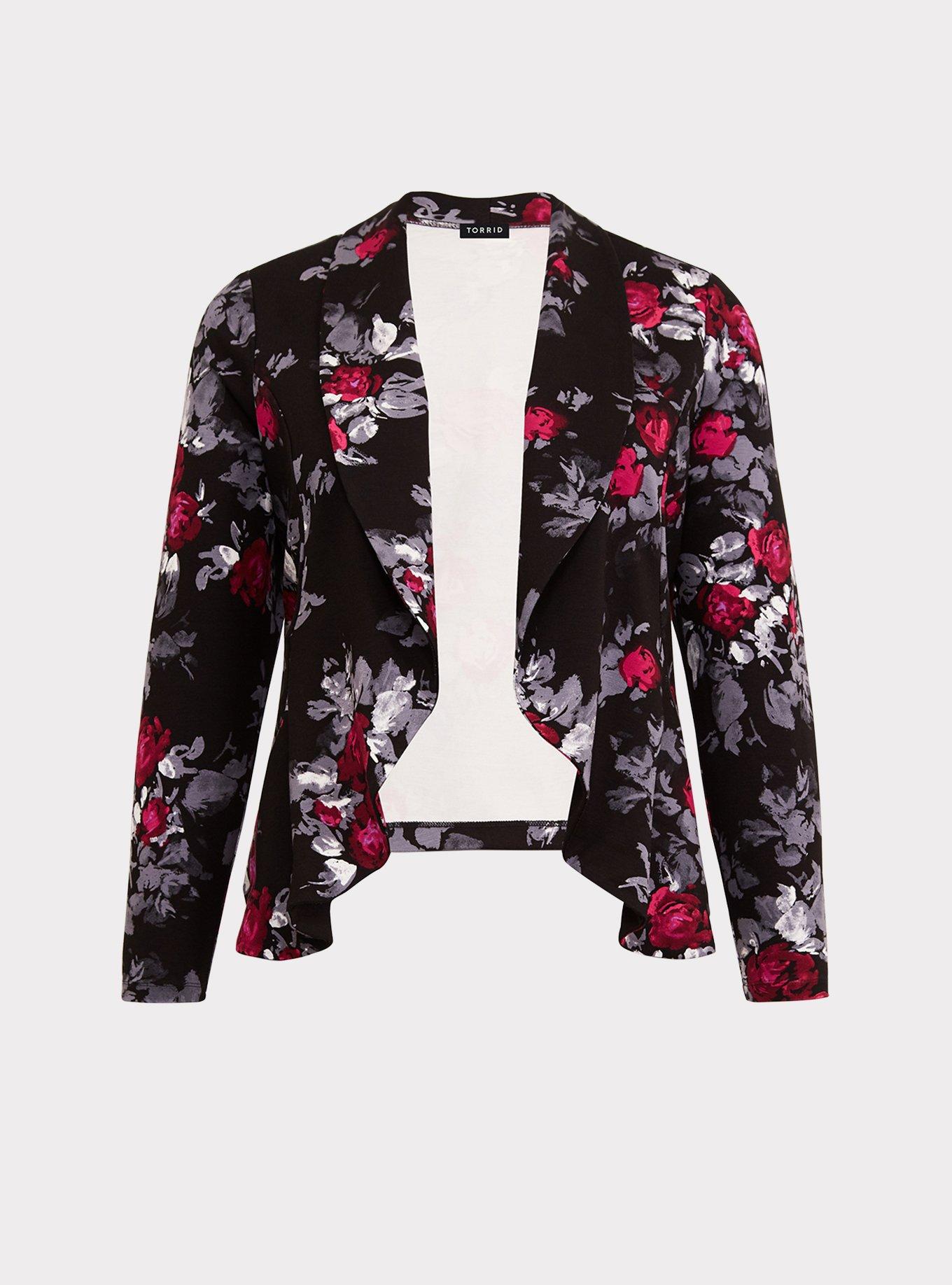 Plus Size Studio Ponte Flare Front Blazer, , hi-res