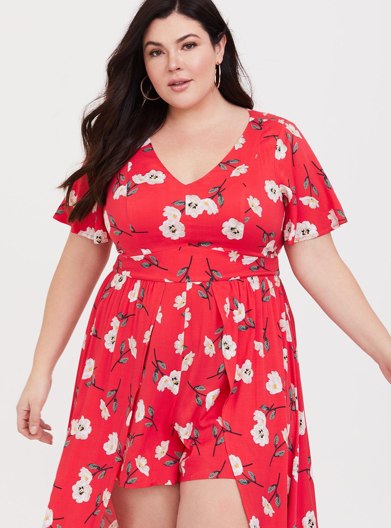 Maxi Challis Walk-Through Dress, RED FLORAL, alternate