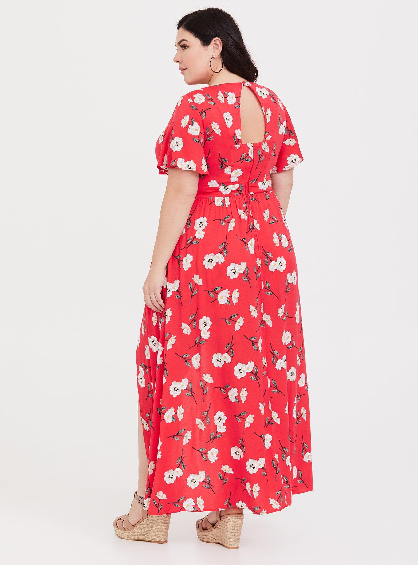 Maxi Challis Walk-Through Dress, RED FLORAL, alternate