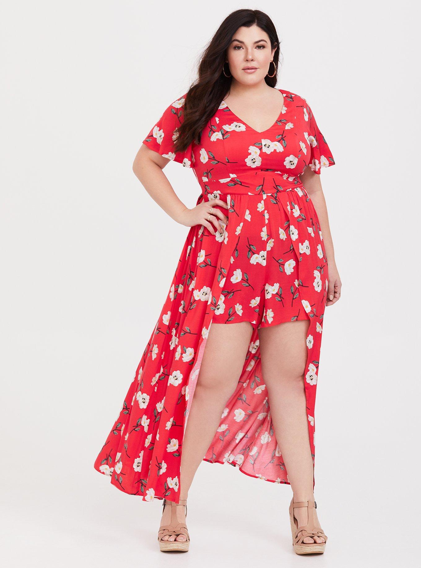 Maxi Challis Walk-Through Dress, RED FLORAL, hi-res