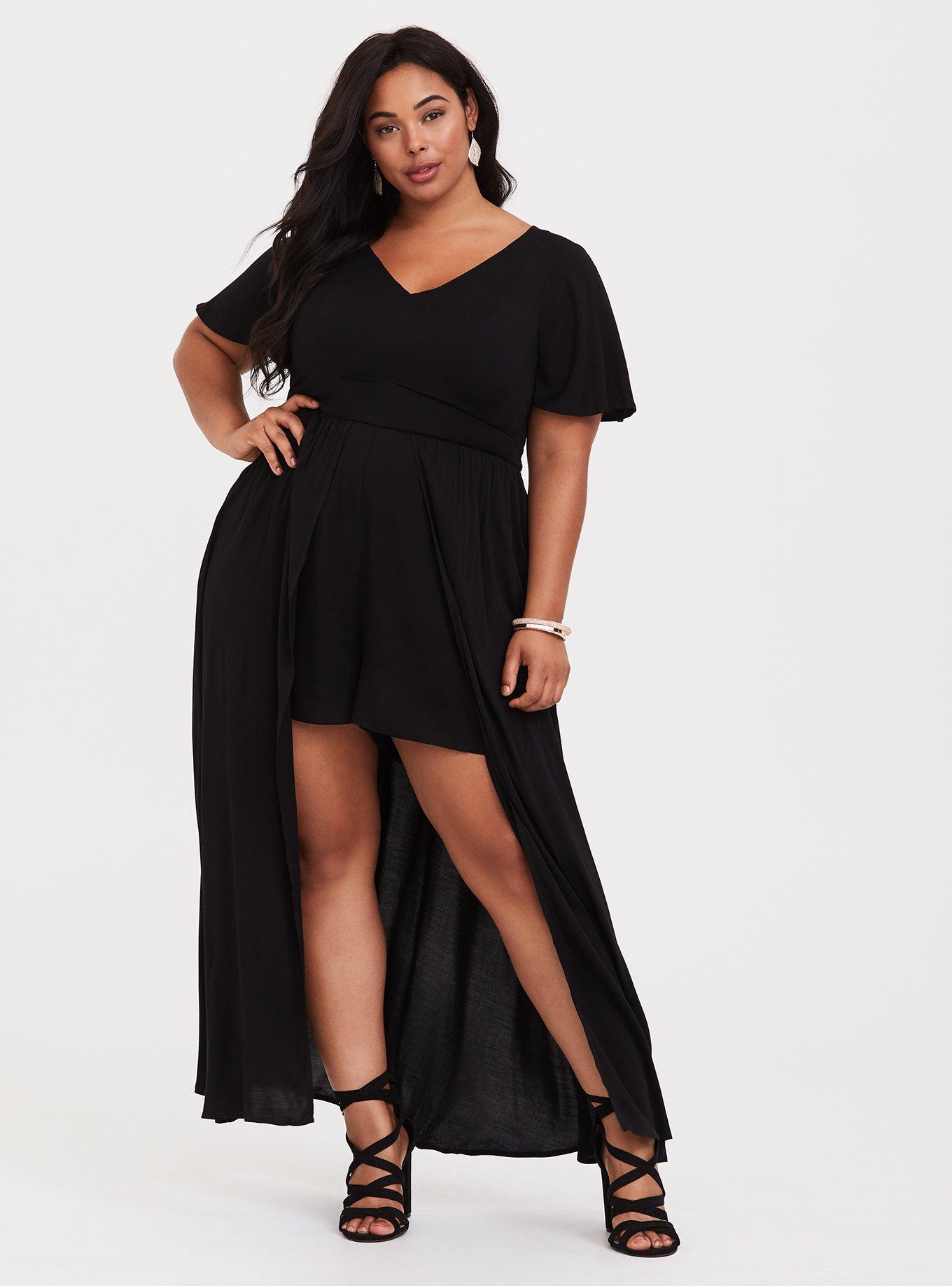 Final Sale Plus Size Sleeveless Spandex Romper in Black