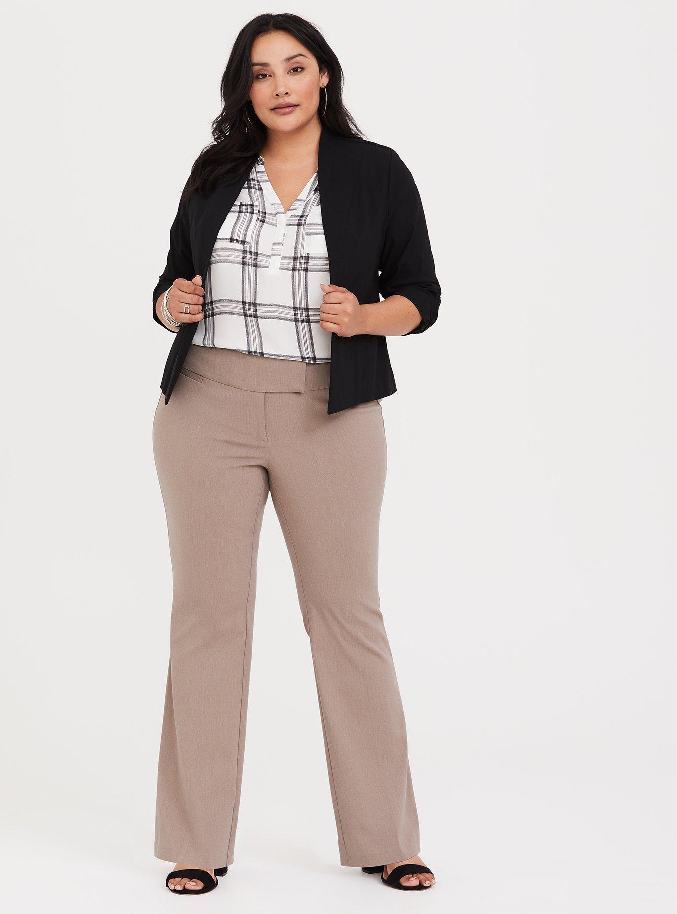 Plus Size Taupe Signature Ponte Stretch Trouser, TAUPE, hi-res