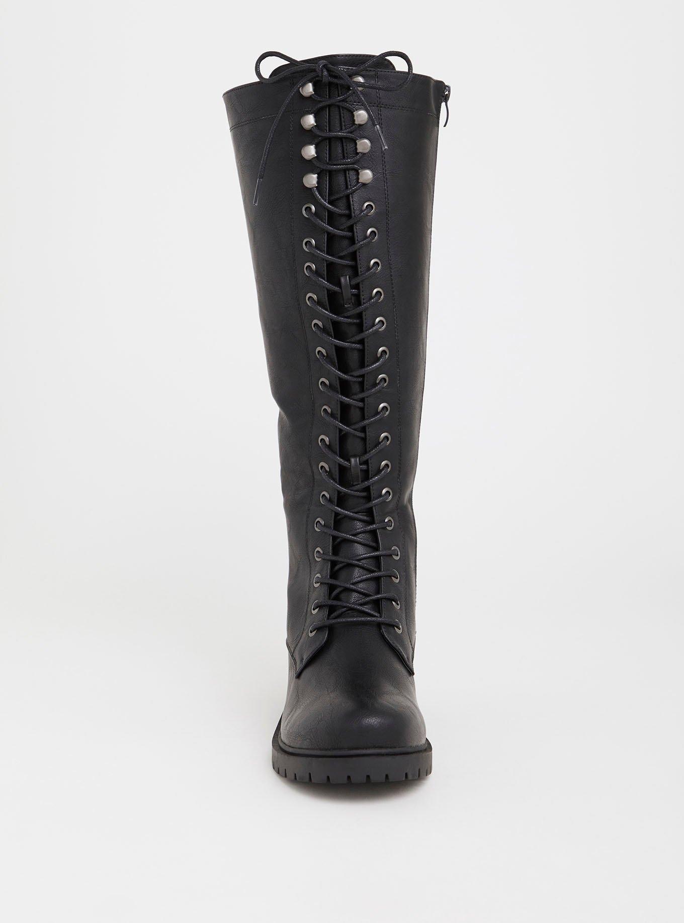 Knee high combat 2025 boots wide calf