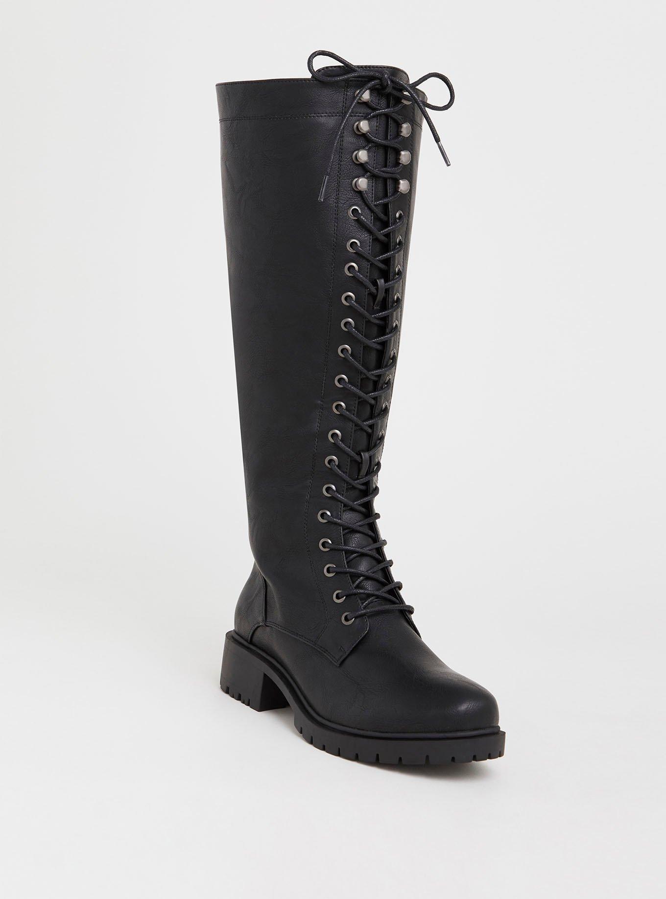 Tall black combat hot sale boots