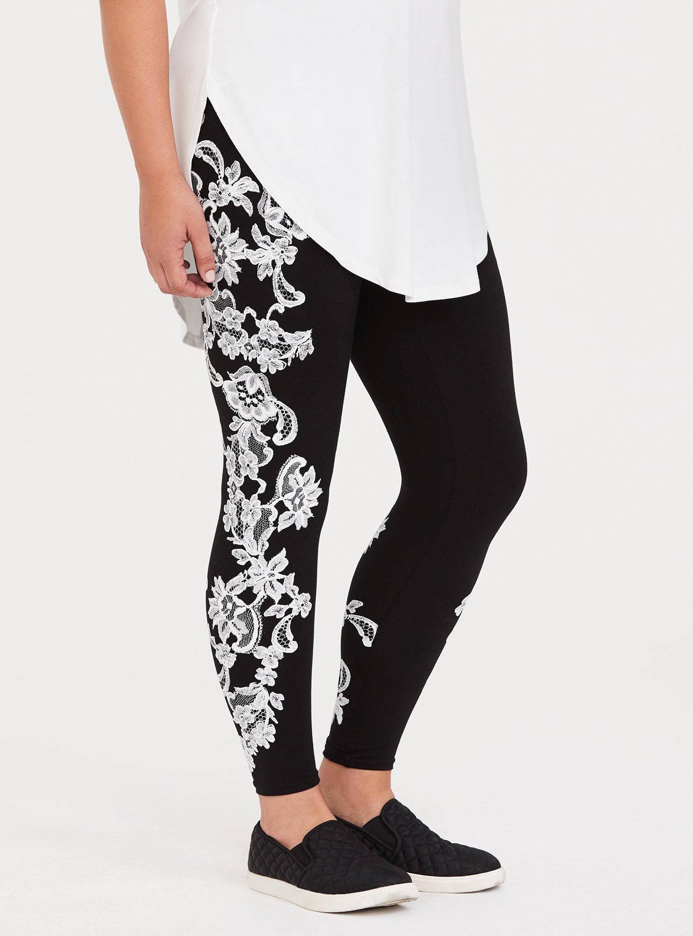 Plus Size - Black & White Lace Legging - Torrid