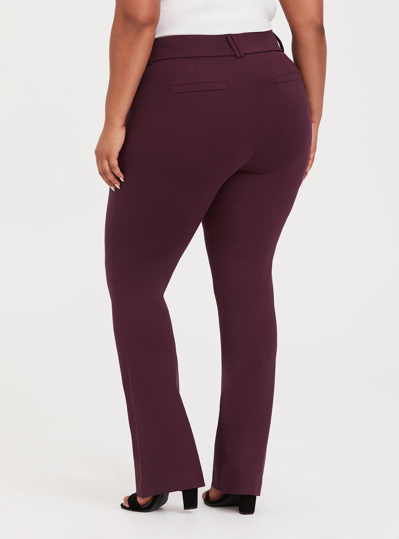Studio Signature Premium Ponte Stretch Trouser - Burgundy Purple, BURGUNDY, alternate