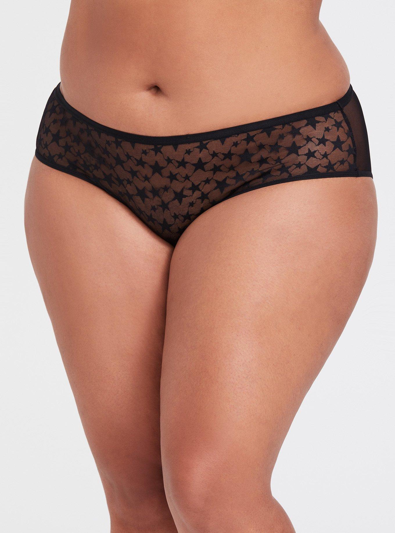 Plus Size - Black Sheer Star mesh Hipster Panty - Torrid