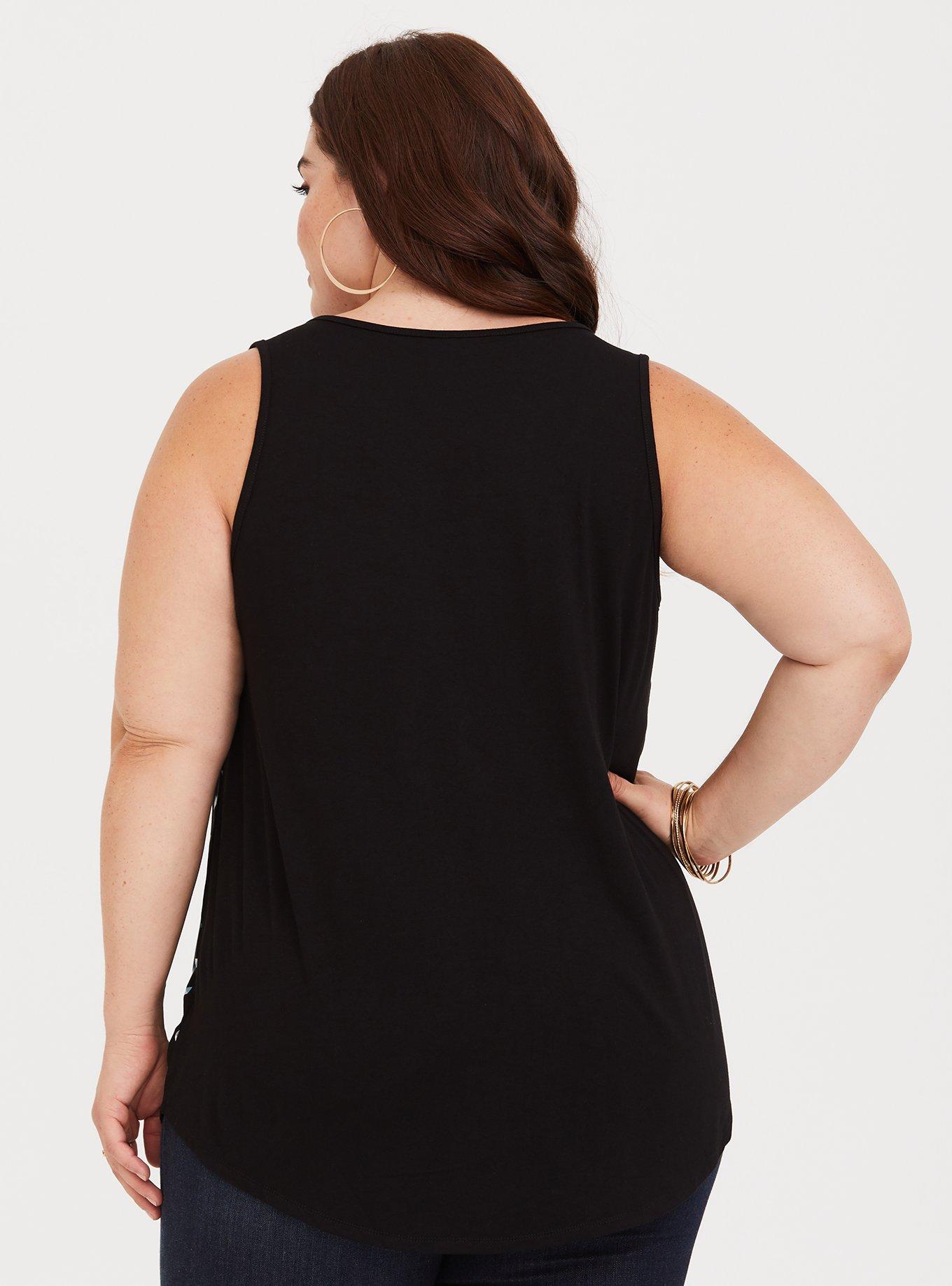 Black Geo Georgette Knit Tank, NONEC, alternate