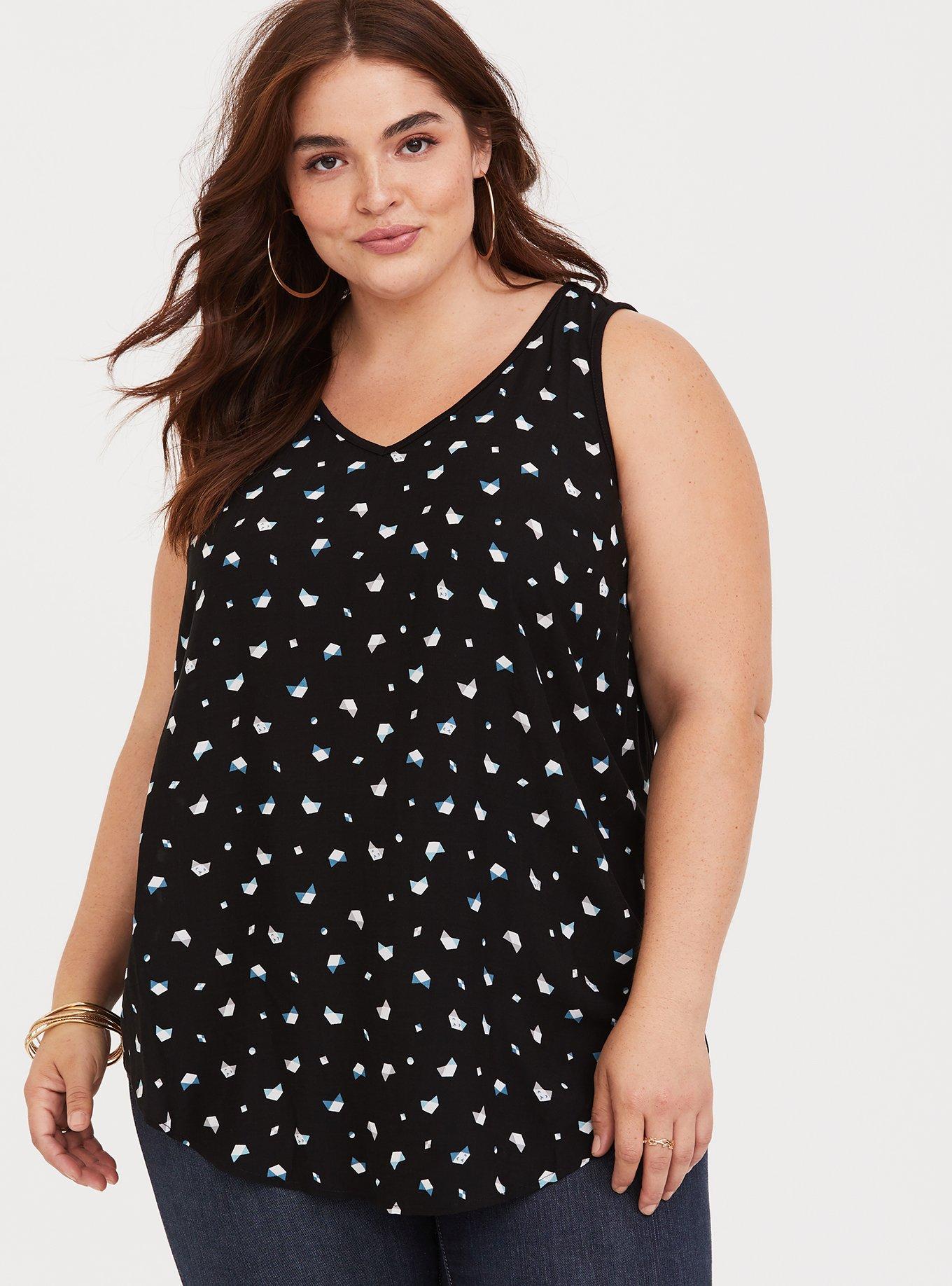 Black Geo Georgette Knit Tank, NONEC, alternate