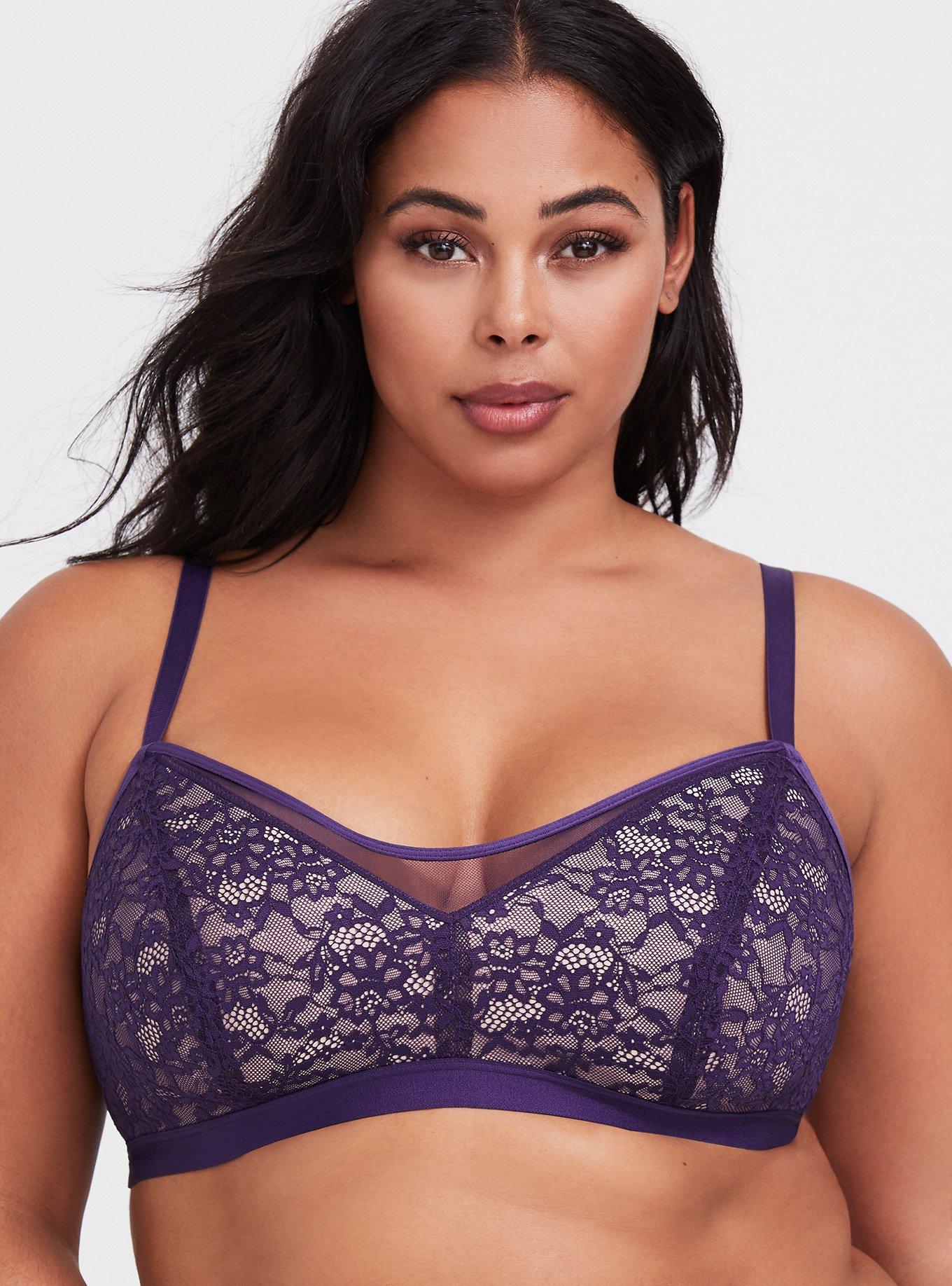 Plus Size - Lightly Lined Mesh And Lace Bralette - Torrid