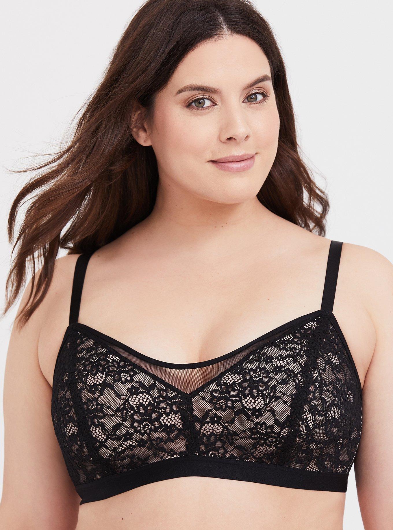 Plus Size - Lightly Lined Mesh And Lace Bralette - Torrid