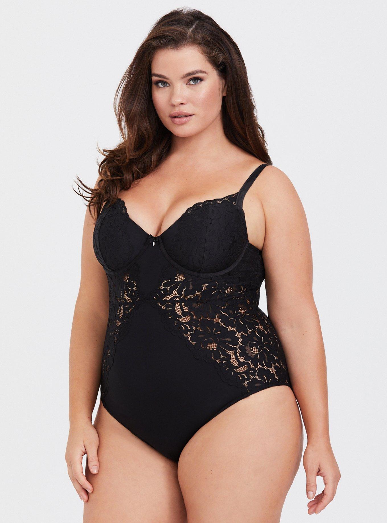 Plus Size - Tara Lynn - Microfiber & Lace Bodysuit - Torrid