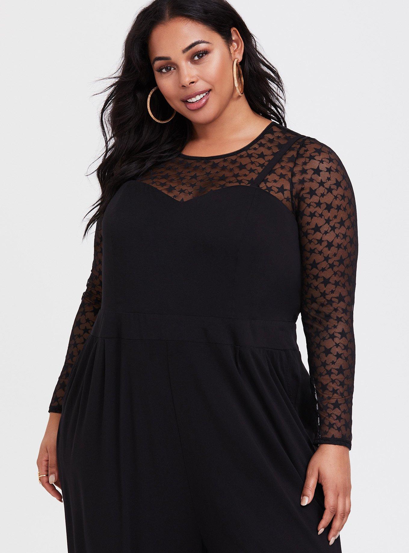 Plus Size - Stretch Lace And Mesh Crew Neck Long Sleeve Top - Torrid