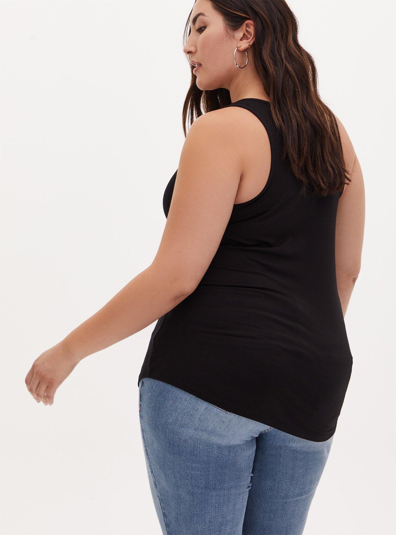 Plus Size Super Soft Scoop Neck Layering Tank, DEEP BLACK, alternate