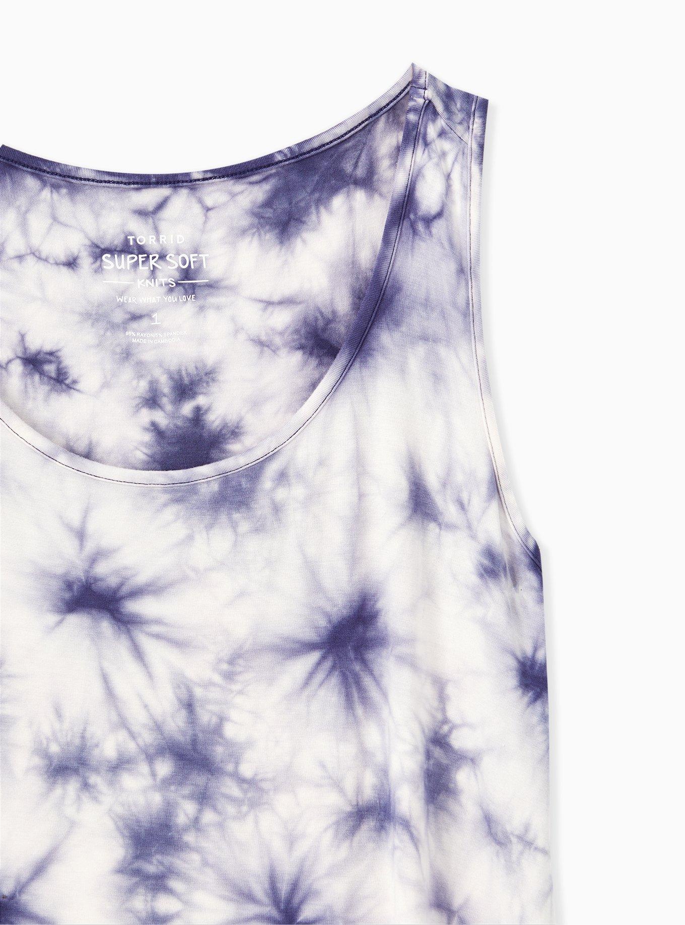 Plus Size Super Soft Scoop Neck Layering Tank, PEACOAT TIE DYE NAVY, alternate