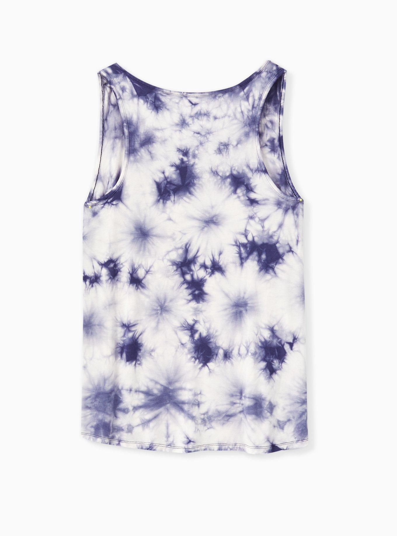 Plus Size Super Soft Scoop Neck Layering Tank, PEACOAT TIE DYE NAVY, alternate