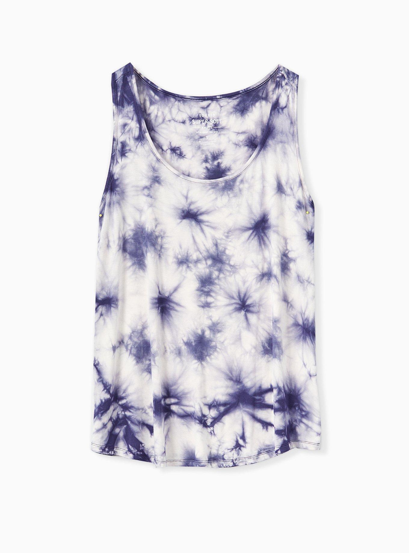 Plus Size Super Soft Scoop Neck Layering Tank, PEACOAT TIE DYE NAVY, hi-res