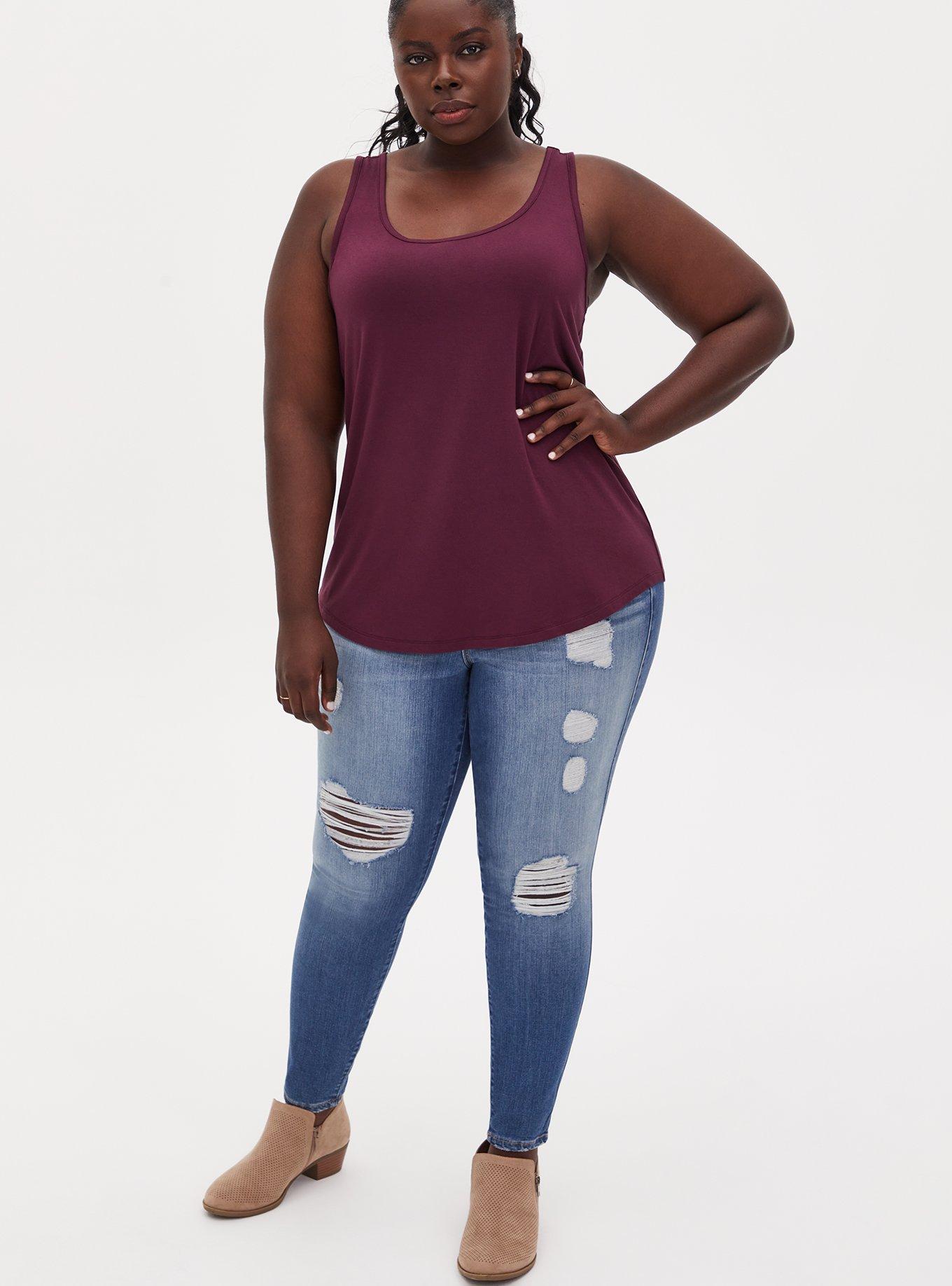 Plus Size Super Soft Scoop Neck Layering Tank, WINETASTING, alternate