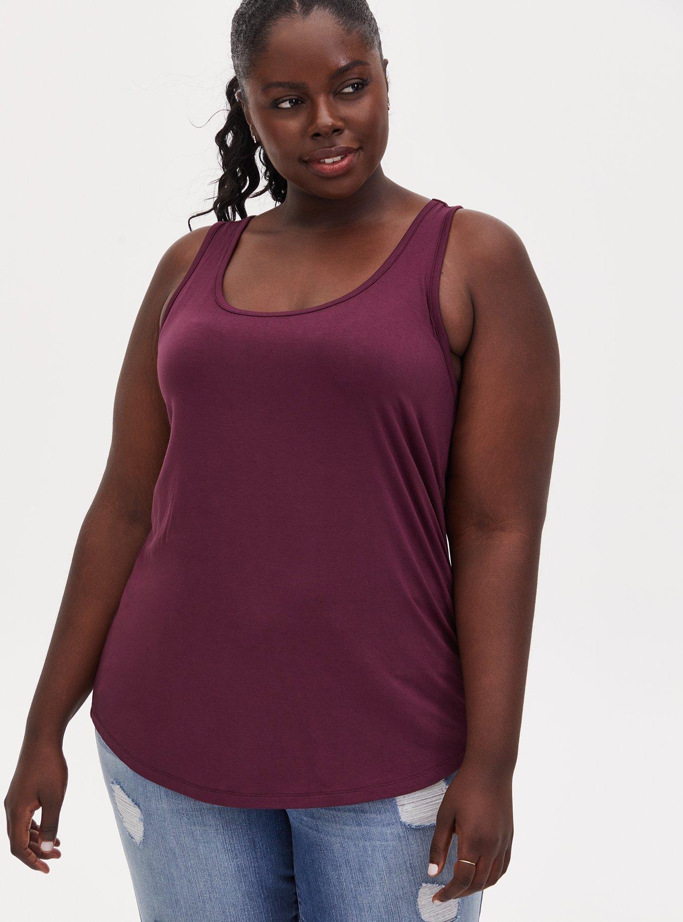 Plus Size Super Soft Scoop Neck Layering Tank, WINETASTING, hi-res