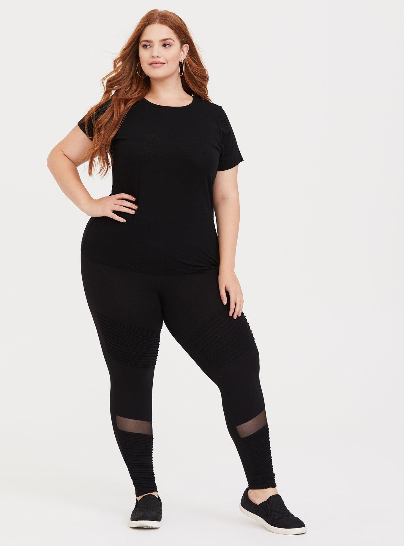 Plus Size - Black Mesh Inset Leggings - Torrid