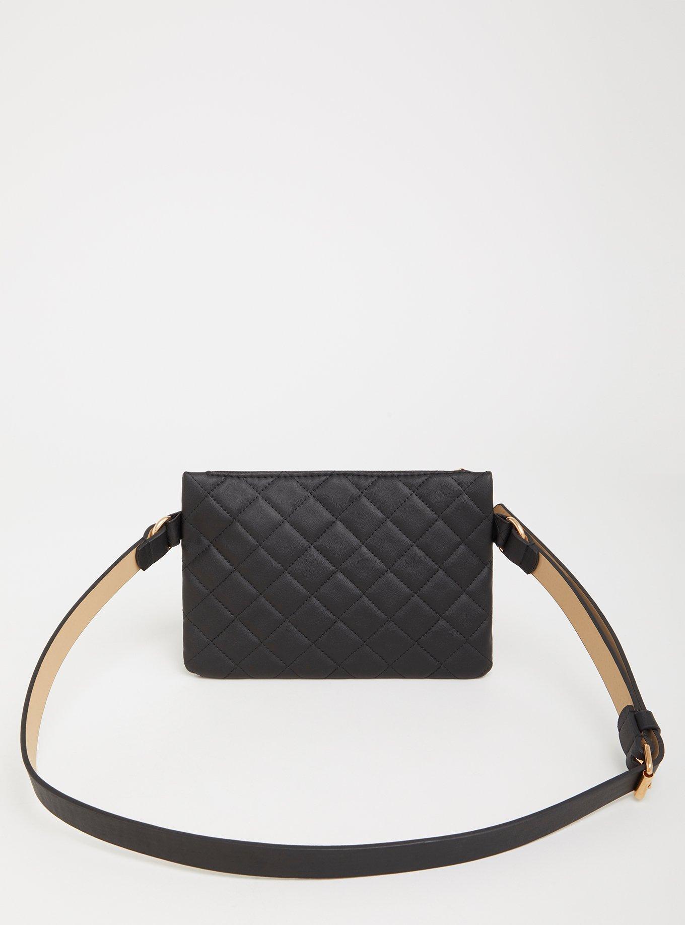 Plus Size Quilted Pearl Belt Bag, BLACK, alternate