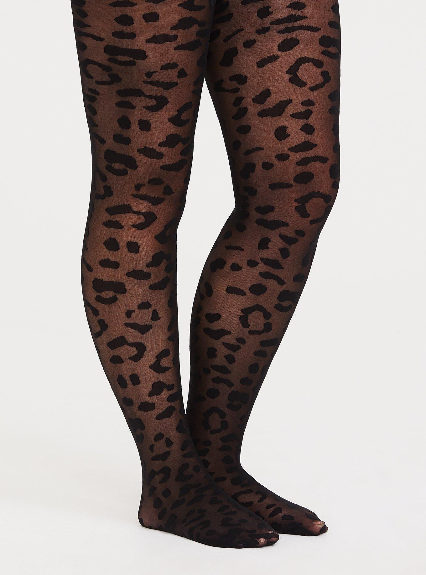 Caty Leopard Patterned Sheer Tights Beige Black at Ireland's