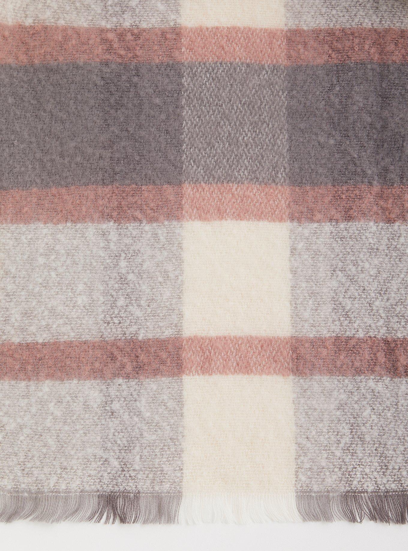 Plus Size Blush Grey Plaid Scarf, , alternate