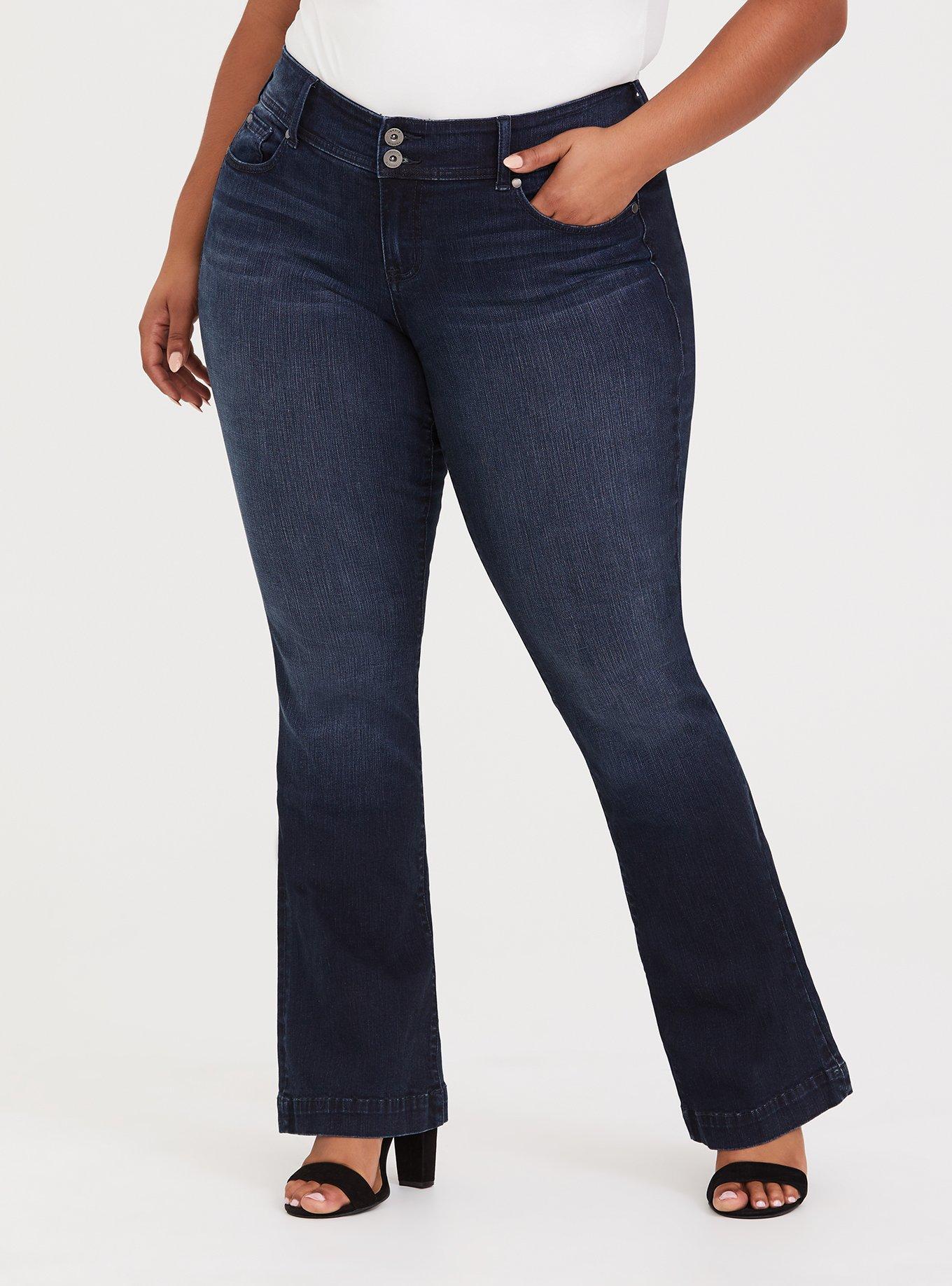 Plus Size Flare Jean - Vintage Stretch Dark Wash, RIVERDALE, hi-res
