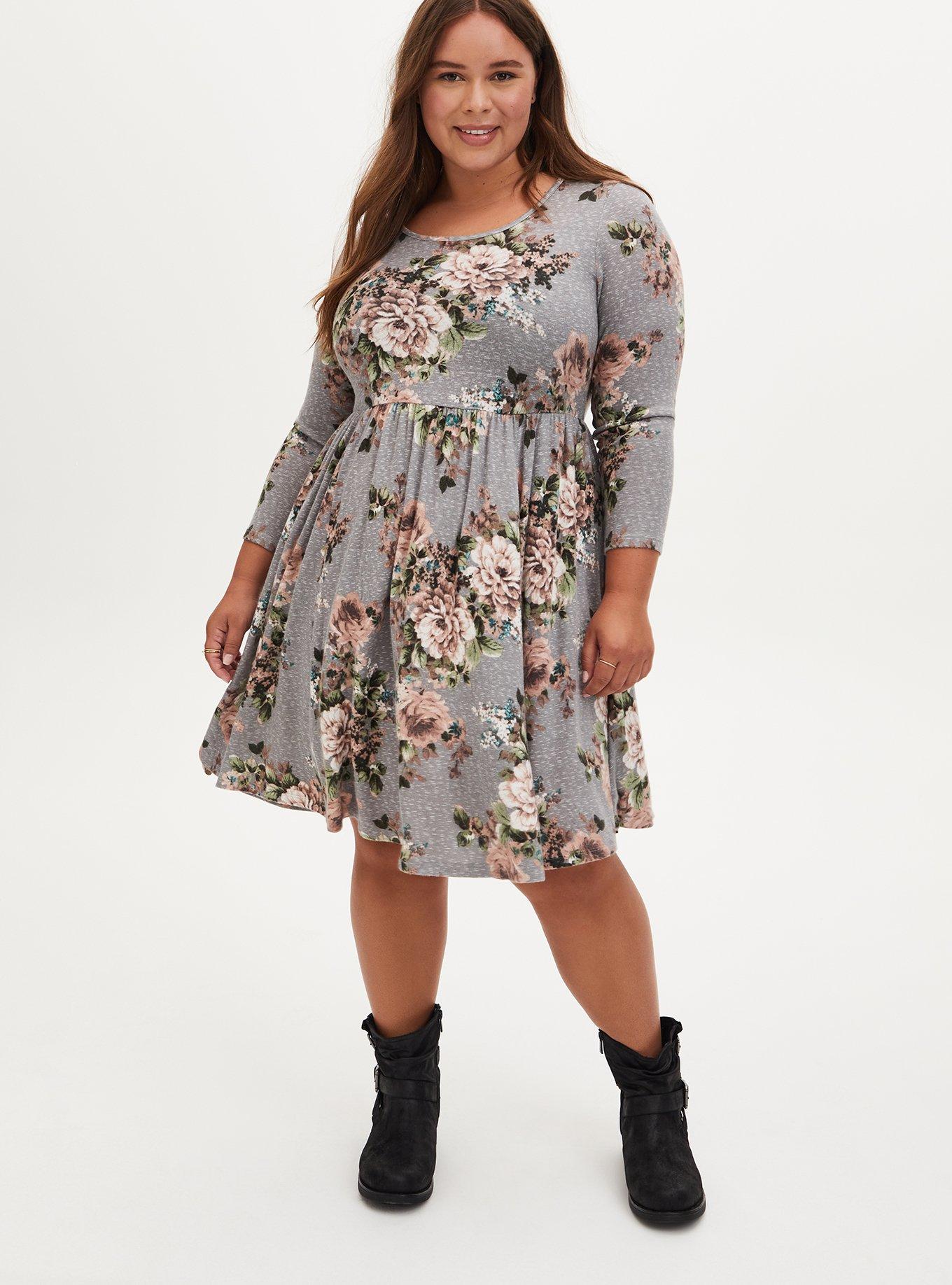 Plus Size - Grey Hacci Skater Sweater Dress - Torrid