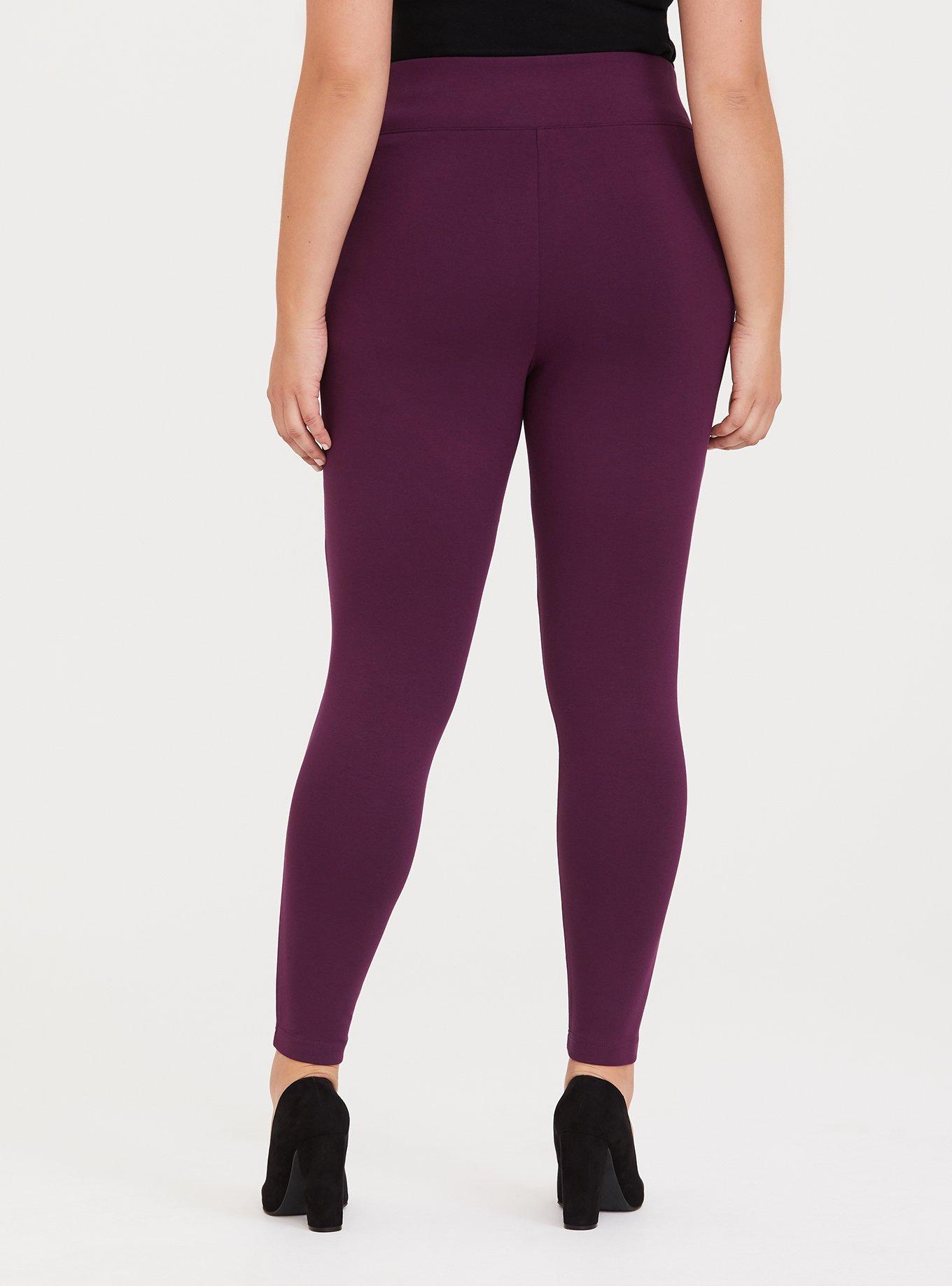 Plus Size Purple Ponte Stretch Pull-On Pixie Pant, HIGHLAND THISTLE, alternate