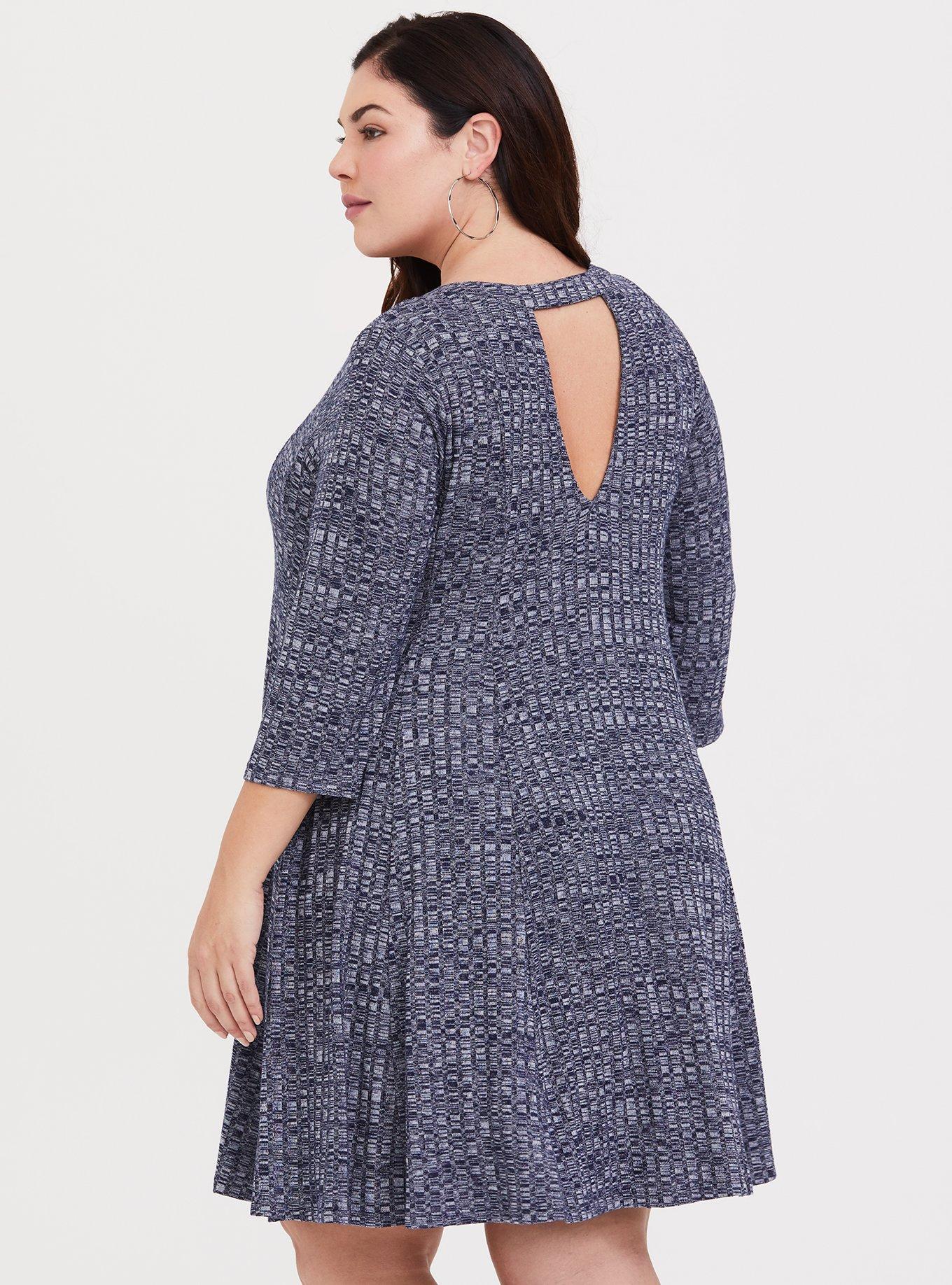 Mini Rib Knit Mock Neck Dress, IN THE NAVY, alternate