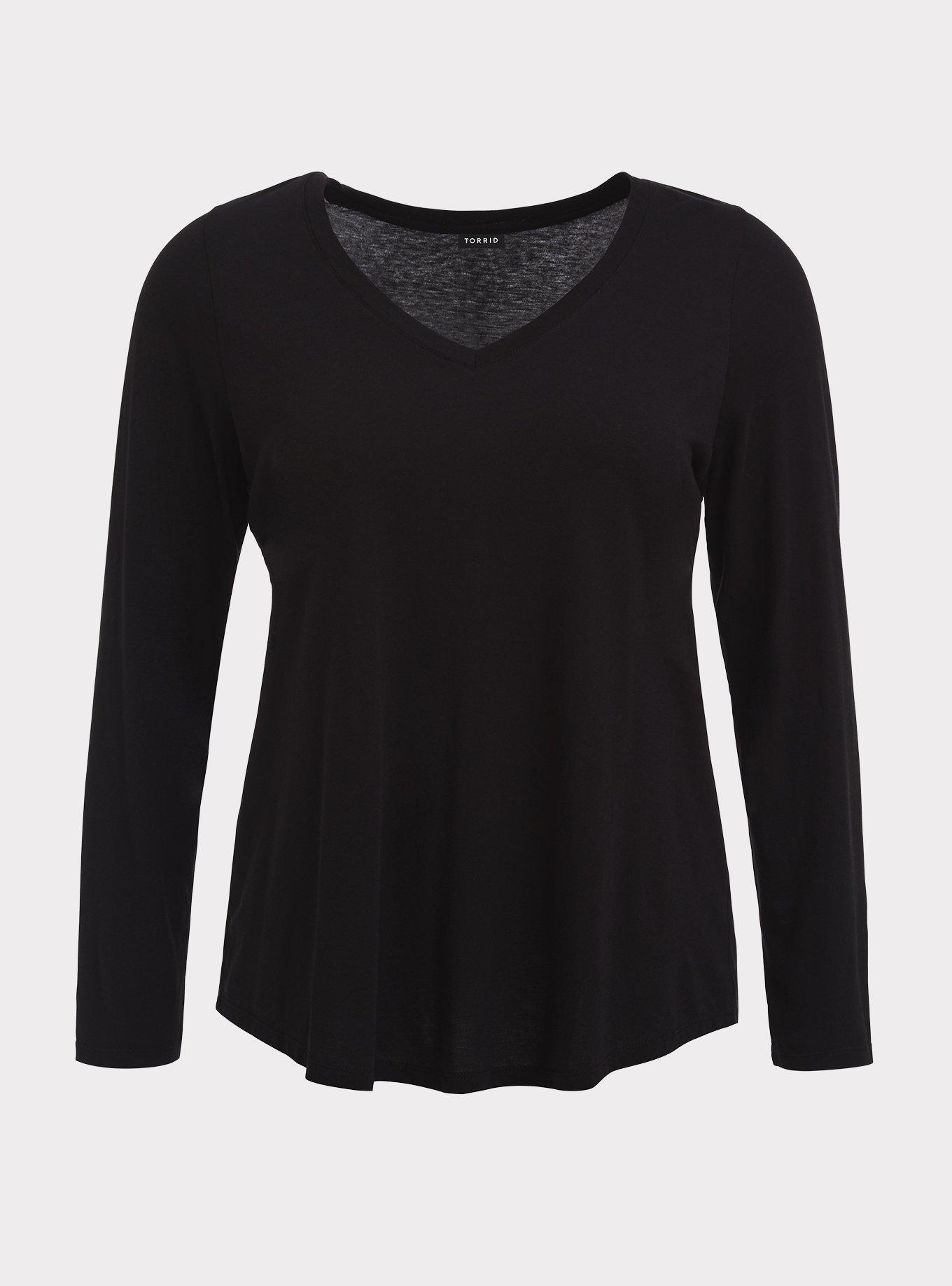 Plus Size - Girlfriend Heritage Slub V-Neck Long Sleeve Tee - Torrid