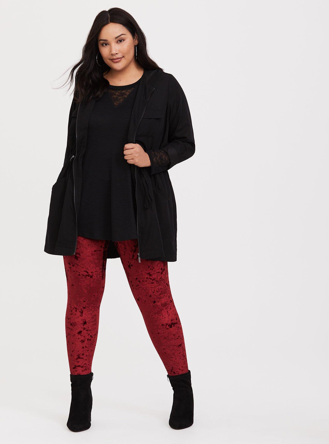 Plus Size Black Lace Raglan Tee, DEEP BLACK, alternate