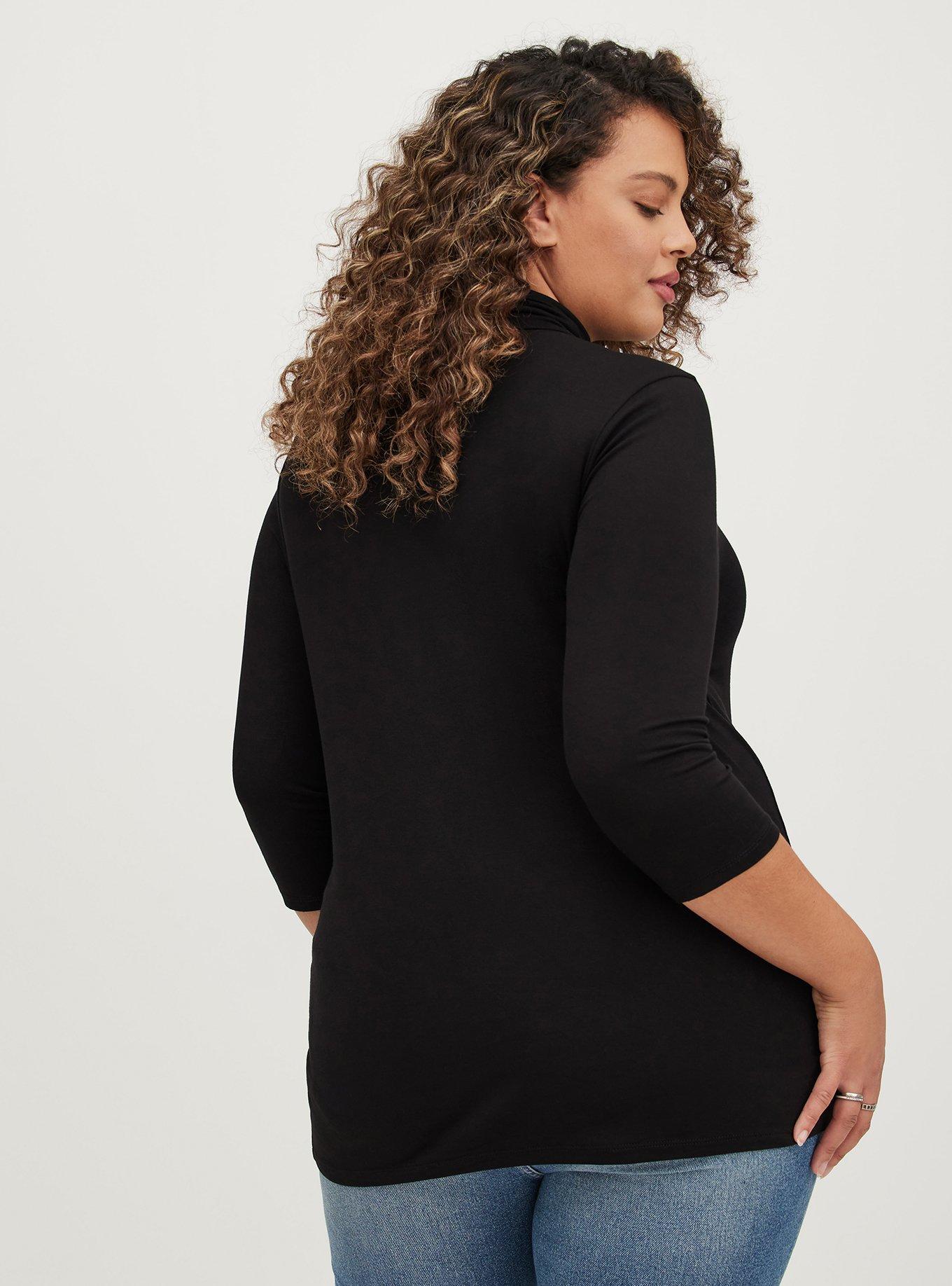 Super Soft Turtleneck Long Sleeve Top, DEEP BLACK, alternate