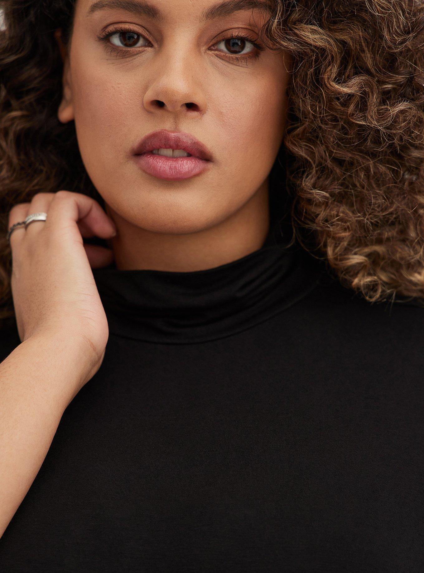 Super Soft Turtleneck Long Sleeve Top, DEEP BLACK, alternate