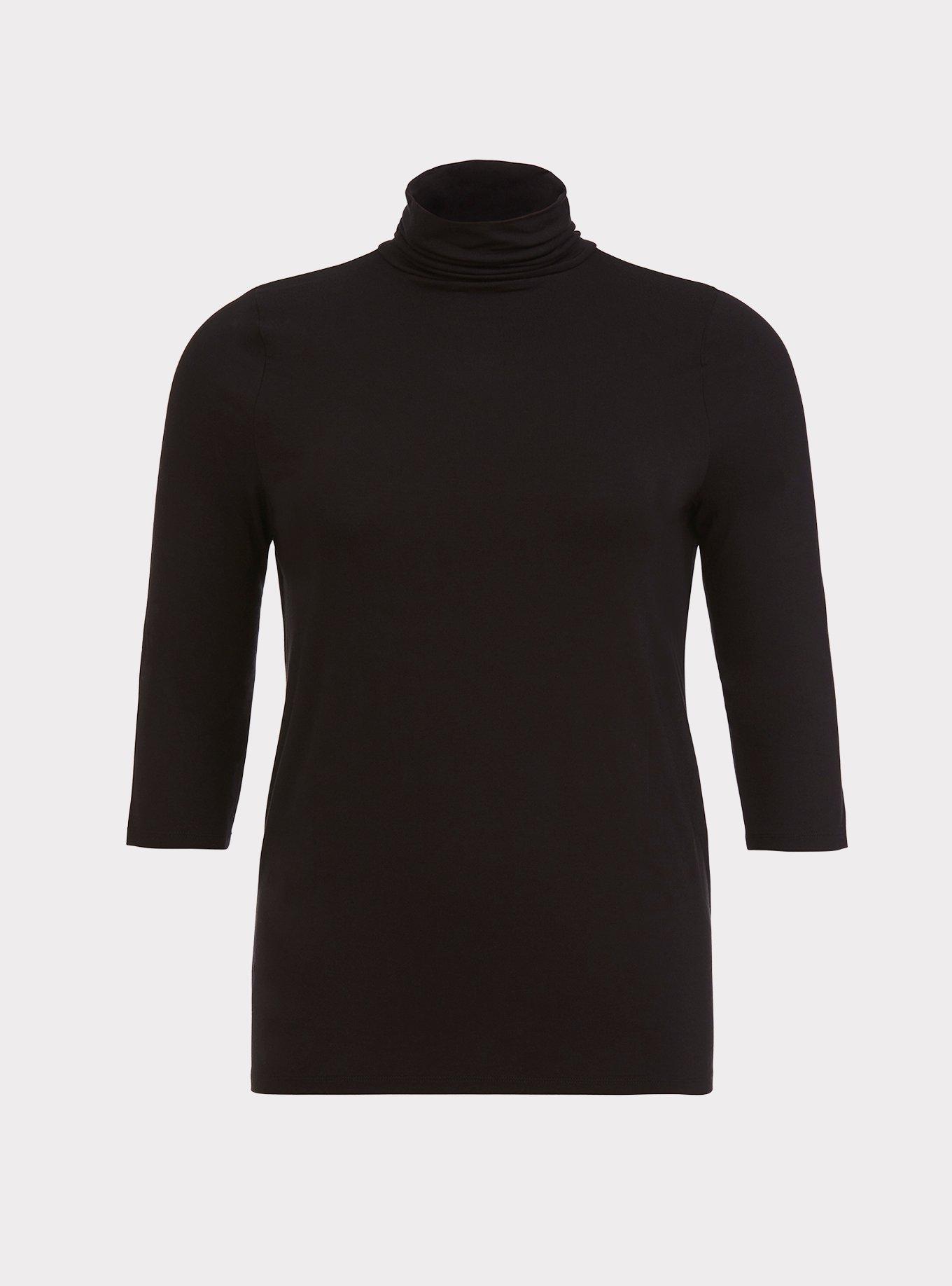 Super Soft Turtleneck Long Sleeve Top, DEEP BLACK, hi-res