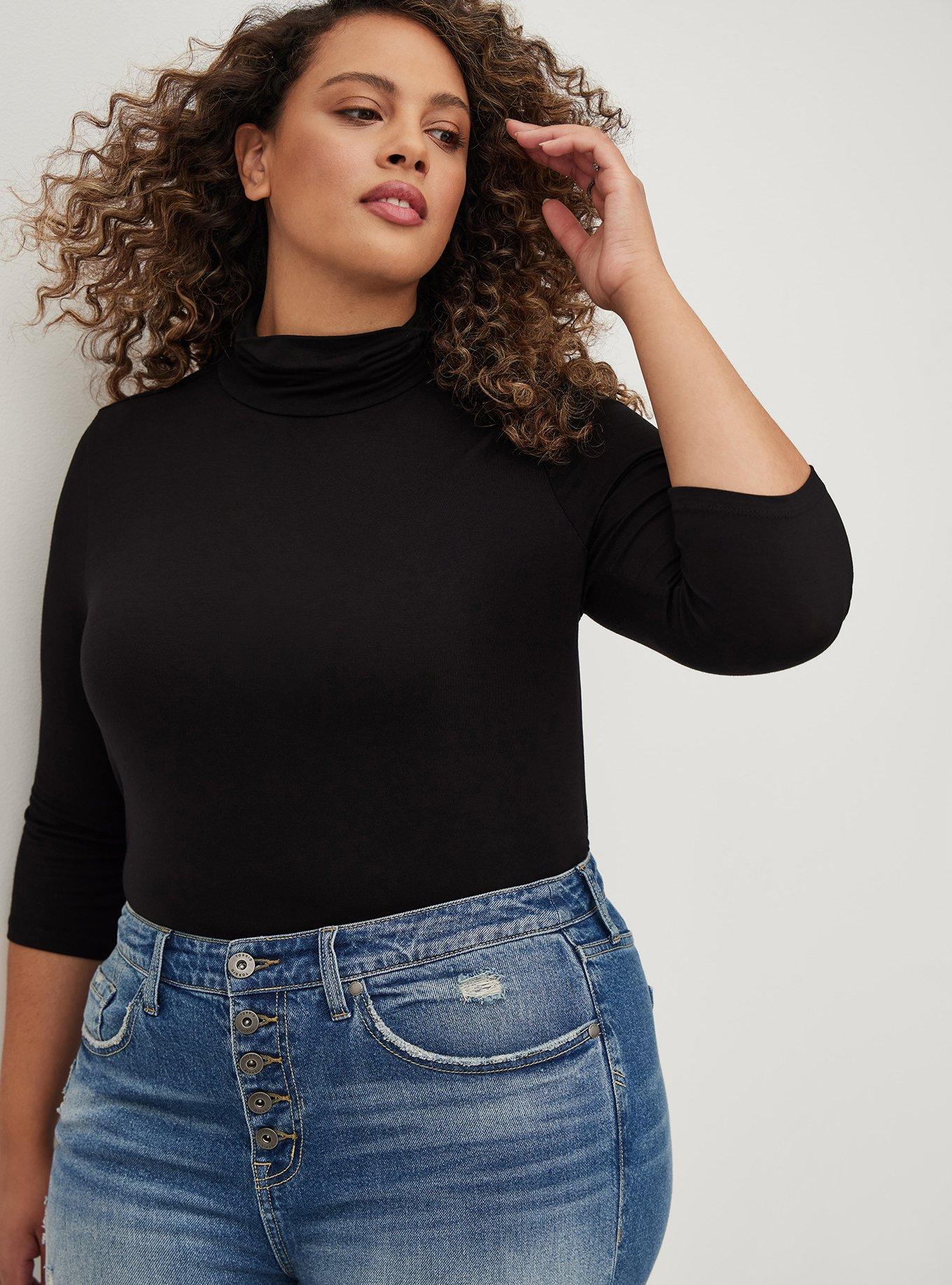 Super Soft Turtleneck Long Sleeve Top, DEEP BLACK, hi-res