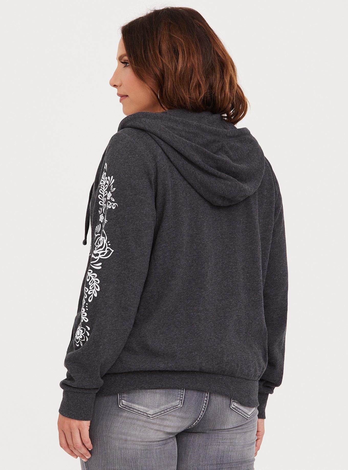 Plus Size - Grey Sugar Skull Zip Hoodie - Torrid