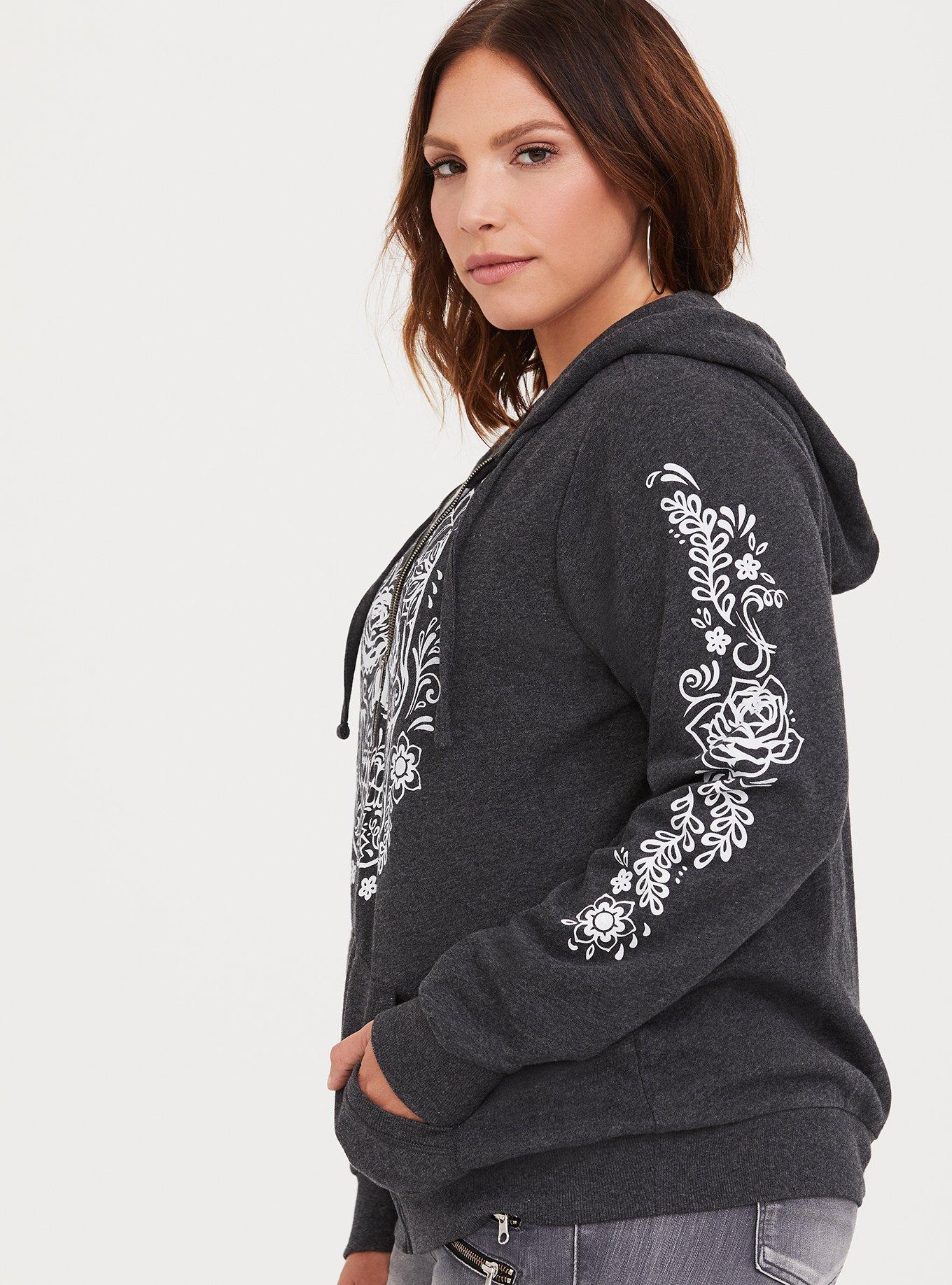 Plus size sugar store skull hoodie