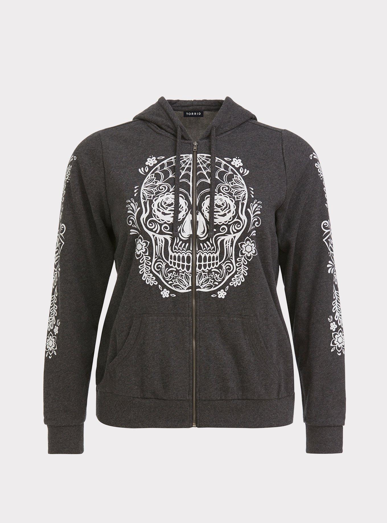 Plus size sugar skull hoodie on sale