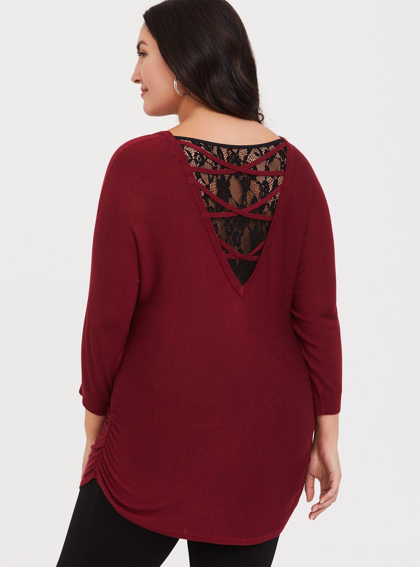 Plus Size - Pullover Lace Back Sweater - Torrid