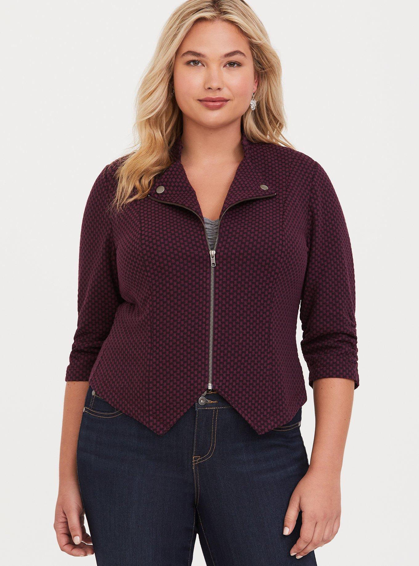 Plus Size - Purple Jacquard Knit Blazer - Torrid