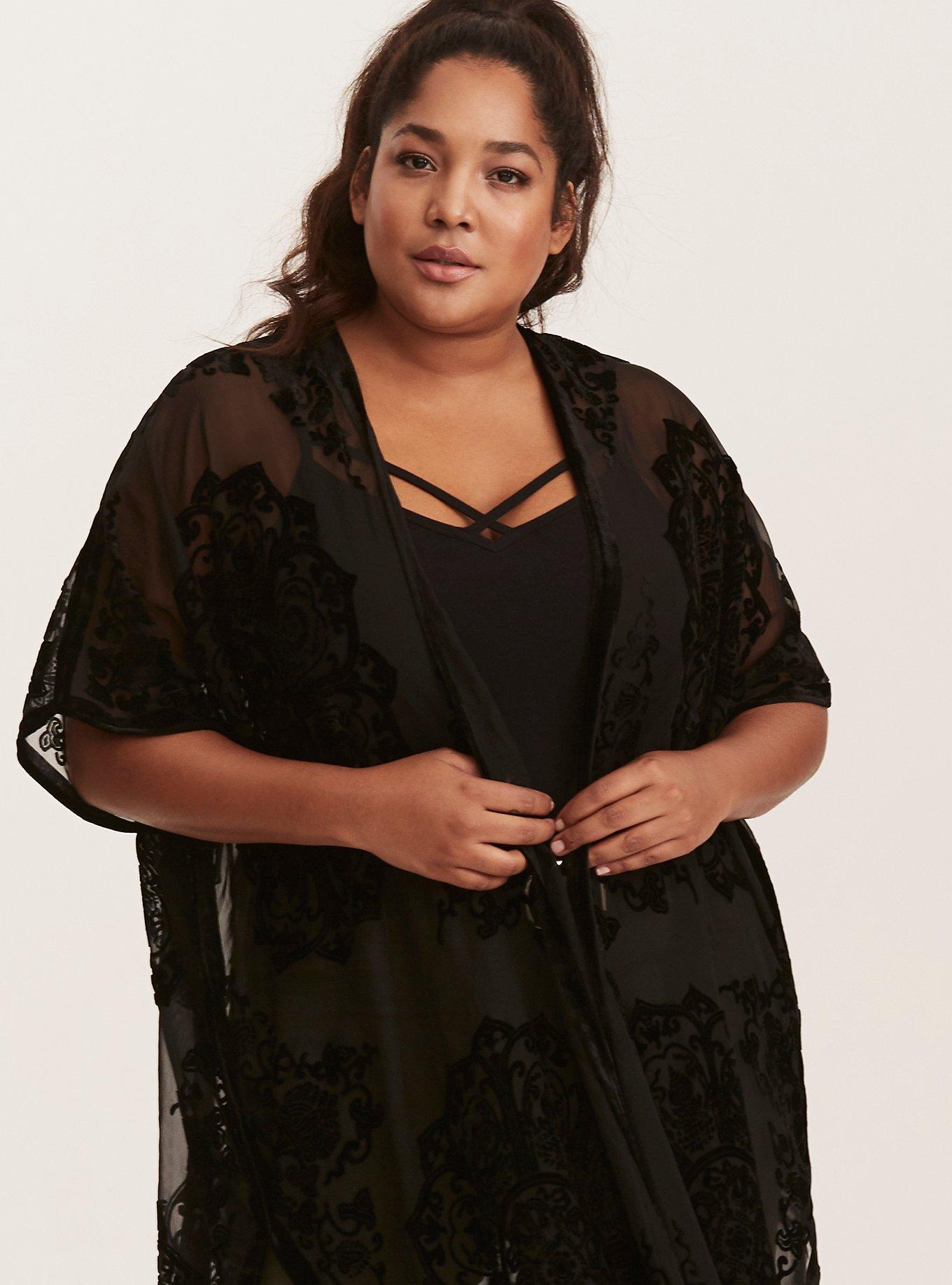 Burnout velvet kimono jacket best sale