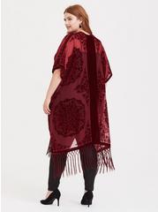 Plus Size Burnout Velvet Kimono, RED FERN, alternate