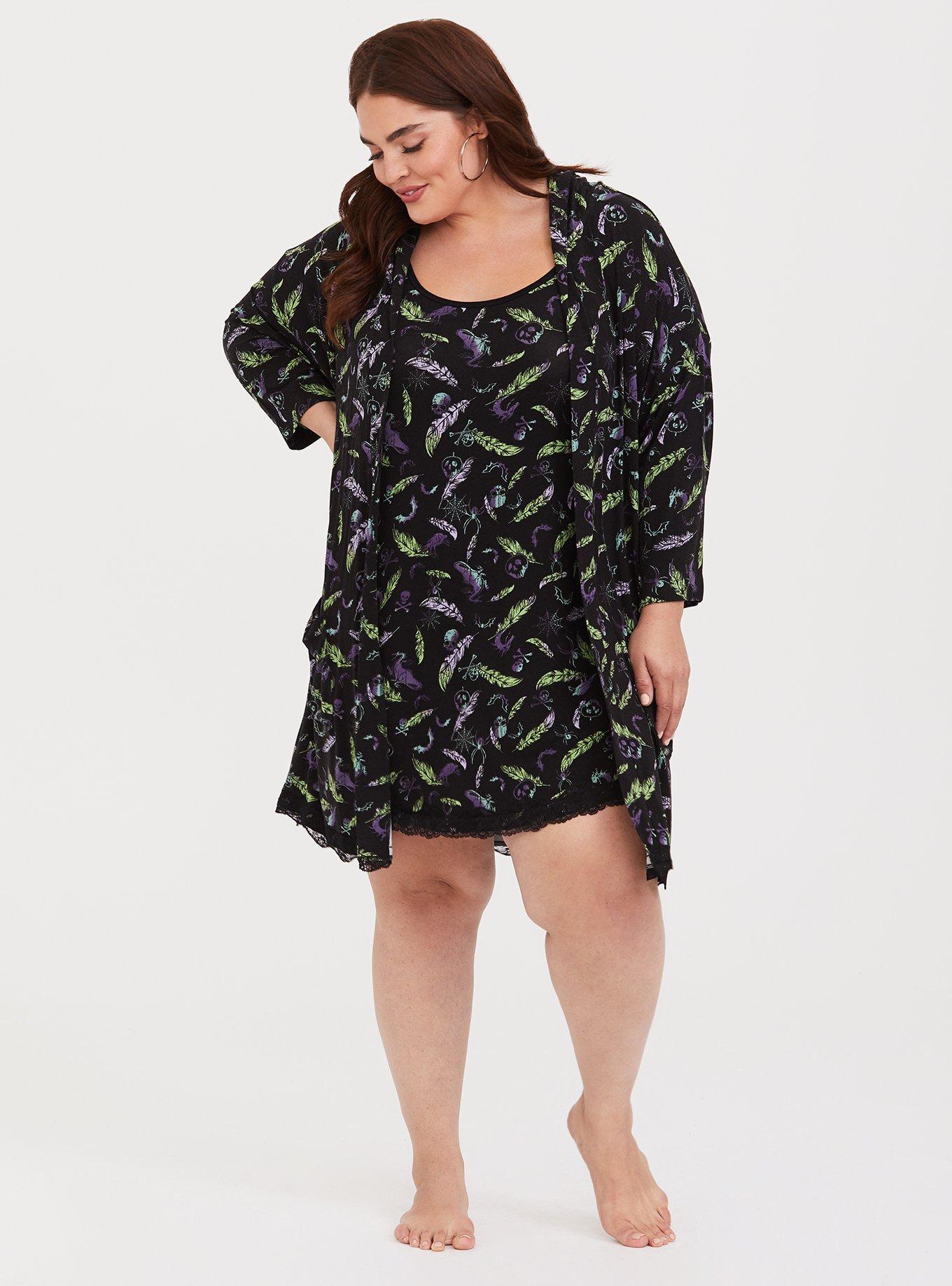 Plus Size Disney Villains Black Feather Sleep Robe, MULTI, alternate