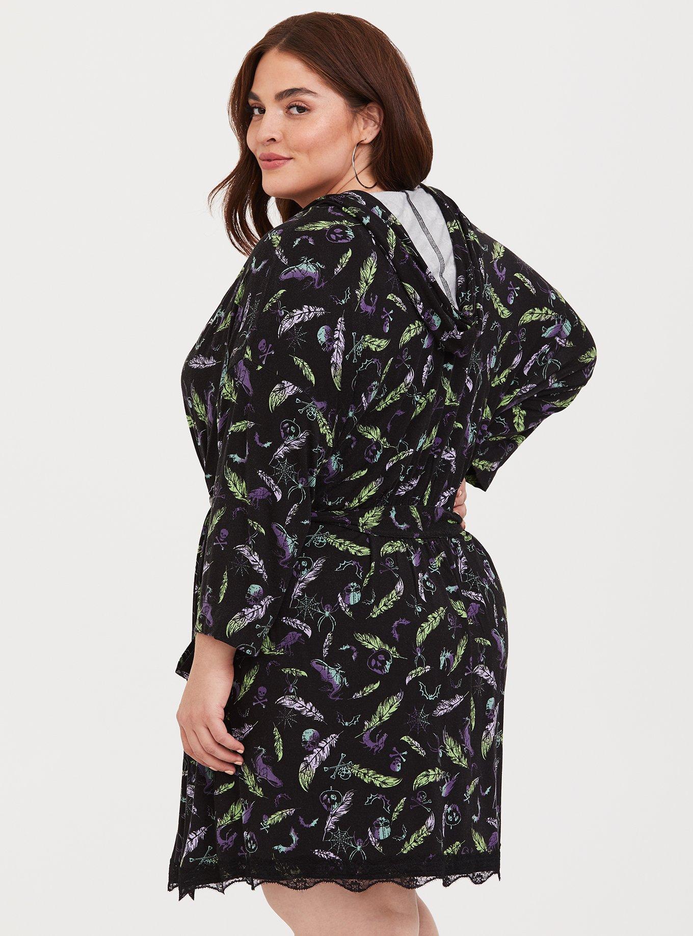 Plus Size Disney Villains Black Feather Sleep Robe, MULTI, alternate